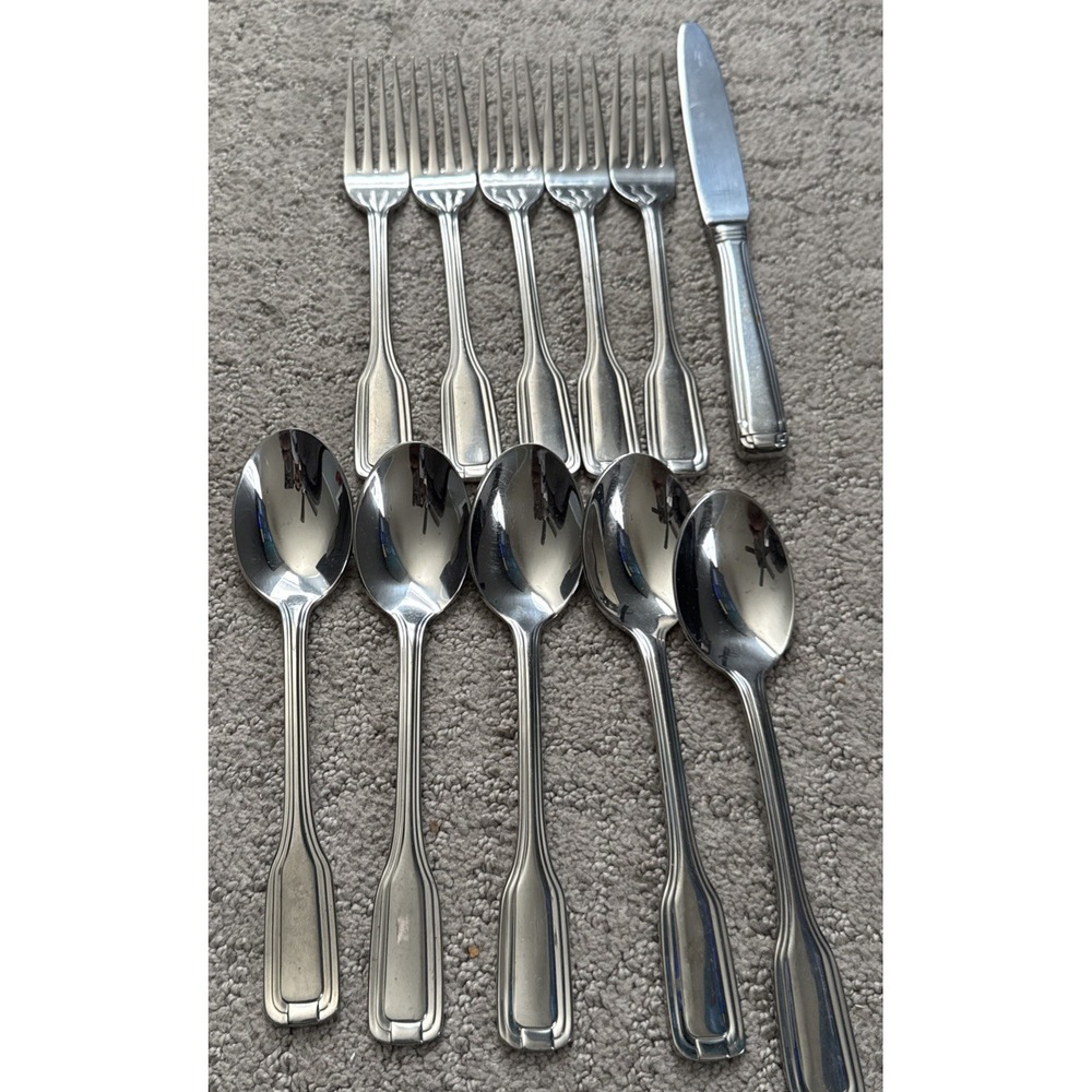 Retroneu TRIDENT 18/10 Stainless Flatware FORKS SPOONS KNIFE Lot‎ Of 11